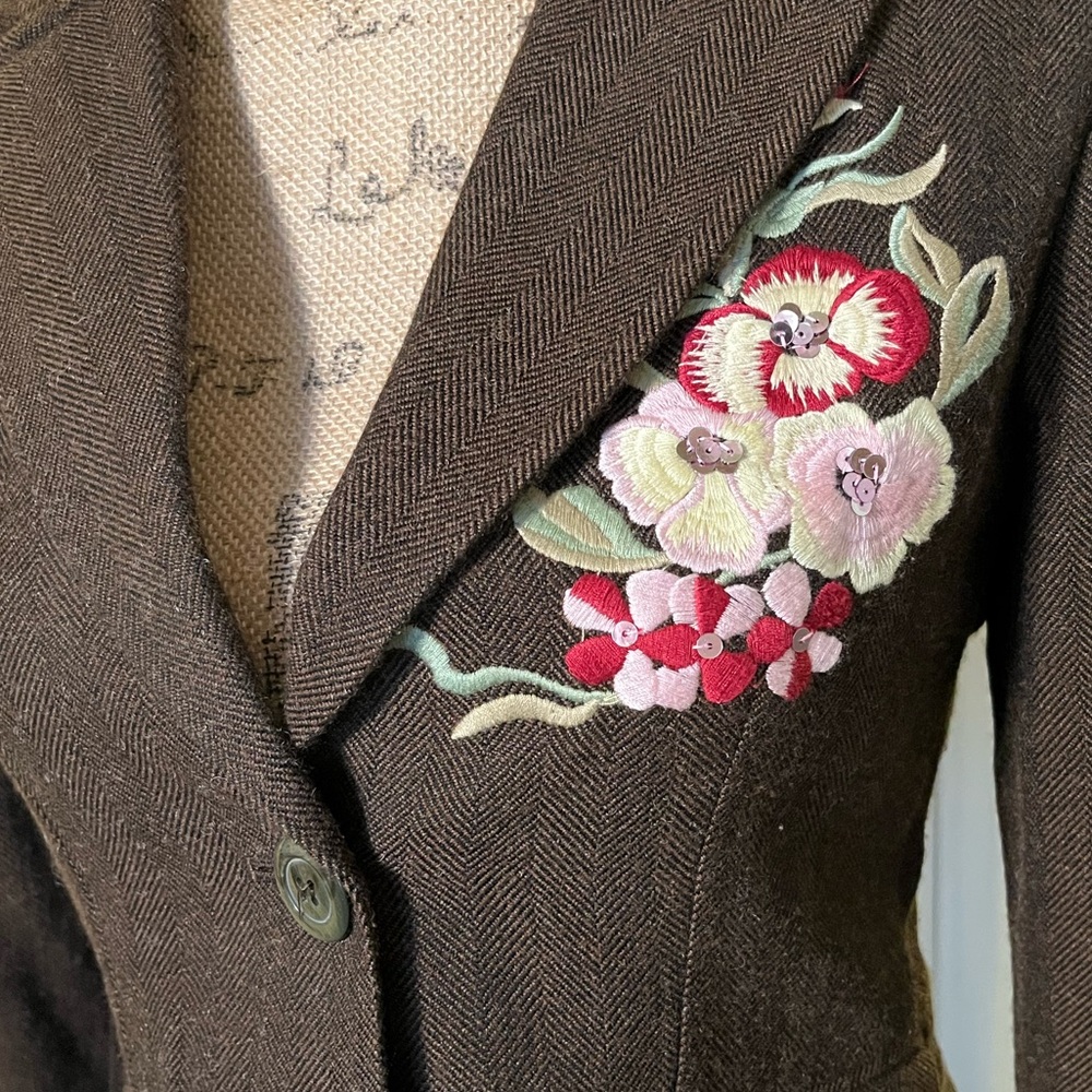 FANG Brown Acrylic Wool Blazer Size M Juniors - Picture 8 of 16